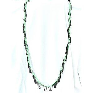 Fashion Long Jewelry Necklace with green crystal bead wrapped with chains-30"